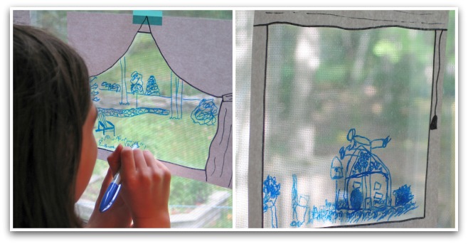 window drawing collage